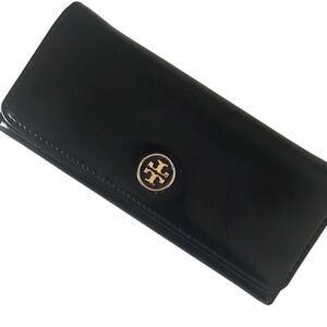 Tory Burch Black Leather Long Continental Evelope Wallet